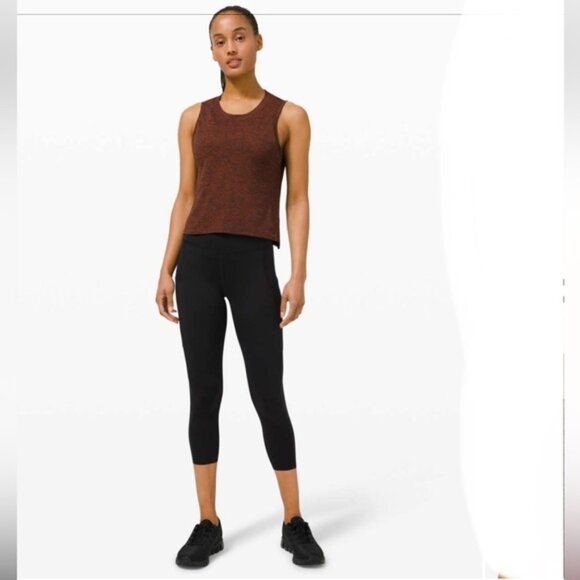 Lululemon Train to Be Tank Crop Mesh Top Slits '21 Boxy Stretch Seamless Shirt L - Picture 6 of 16